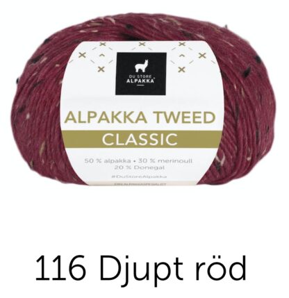 Alpacka tweed klassisk mörkröd