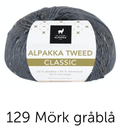 Alpacka tweed klassisk mörk gråblå