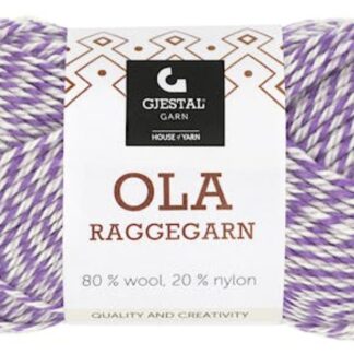 Ola raggegarn lavendel/puderrosa/vit
