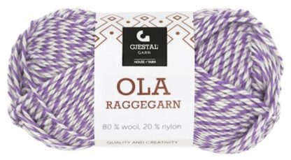 Ola raggegarn lavendel/puderrosa/vit