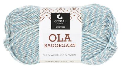Ola raggegarn vit/karibisk blå/puder blå